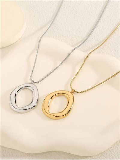 Collar colgante anillo oval - Acero inoxidable