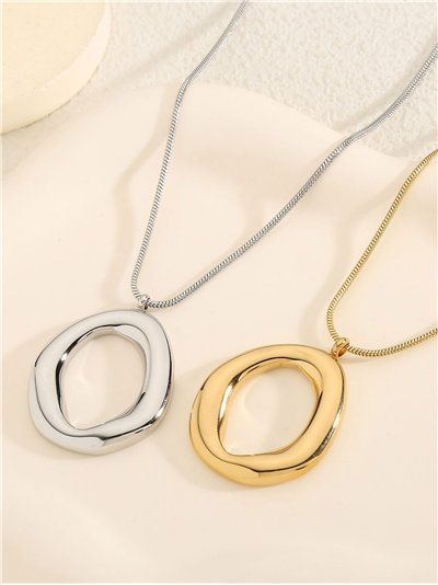 Collar colgante anillo oval - Acero inoxidable 2