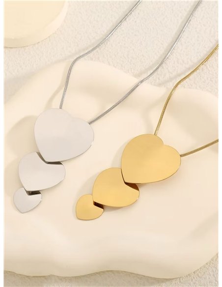 Collar corazones escalonados - Acero inoxidable