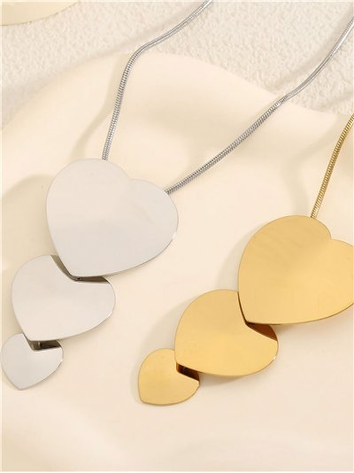 Collar corazones escalonados - Acero inoxidable 2