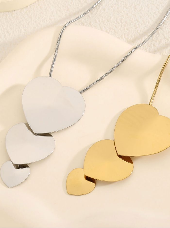 Collana cuori scalati - Acciaio inossidabile