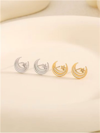 Pendientes luna y estrella - Acero inoxidable