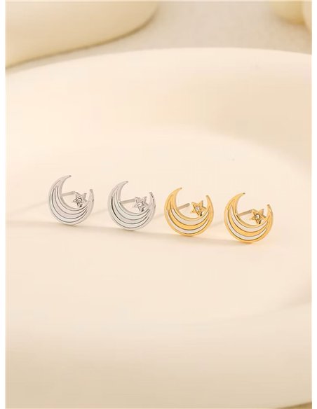 Pendientes luna y estrella - Acero inoxidable