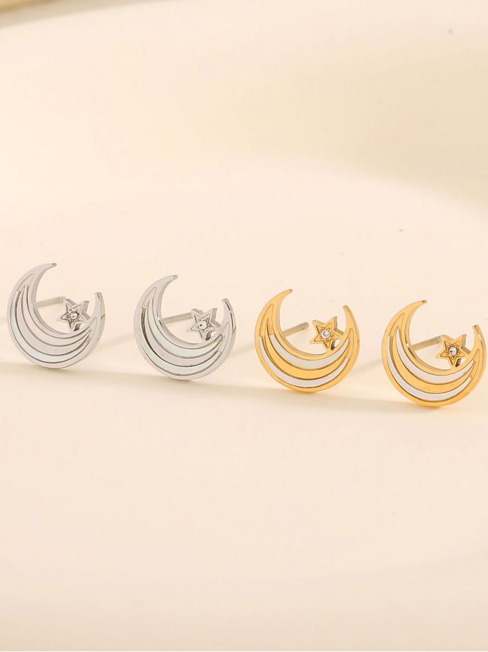 Pendientes luna y estrella - Acero inoxidable