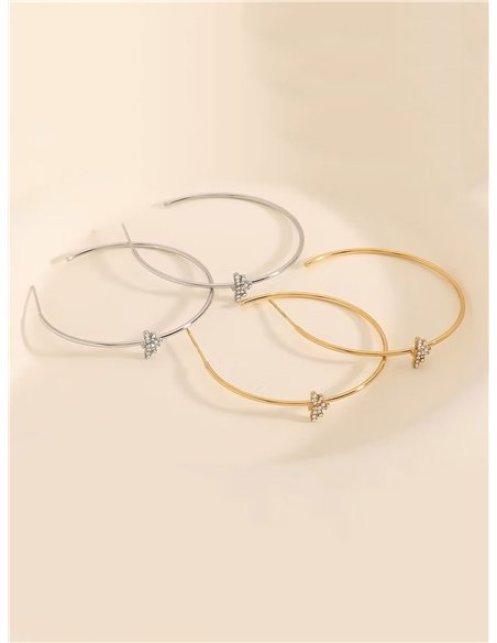 Pendientes aro detalle libélula con circonitas - Acero inoxidable