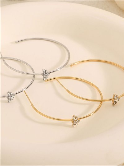 Pendientes aro detalle libélula con circonitas - Acero inoxidable 2