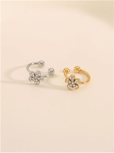 Ear cuff flor con circonitas - Acero inoxidable 2