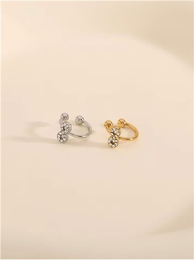 Ear cuff geométrico con circonitas - Acero inoxidable