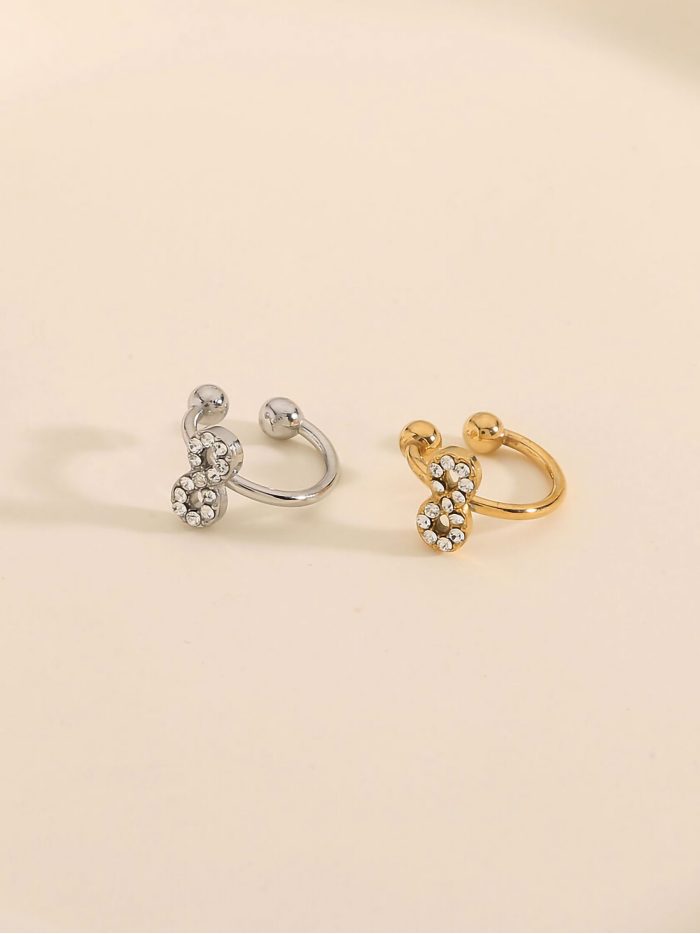 Ear cuff geométrico con circonitas - Acero inoxidable