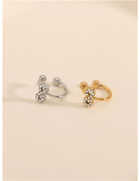 Ear cuff geométrico con circonitas - Acero inoxidable