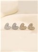 Pendientes corazón con circonitas - Acero inoxidable