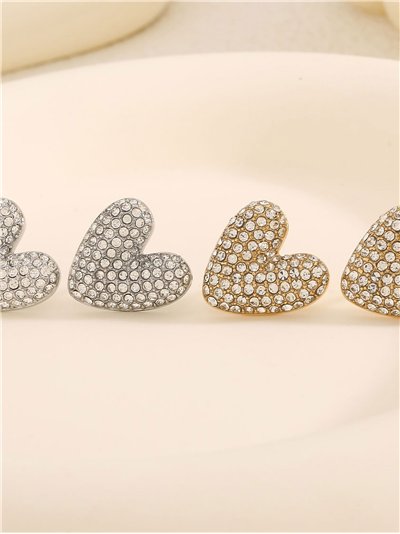 Pendientes corazón con circonitas - Acero inoxidable 2