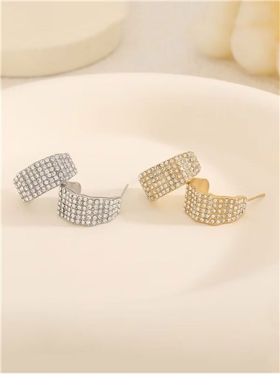 Aros anchos con circonitas - Acero inoxidable