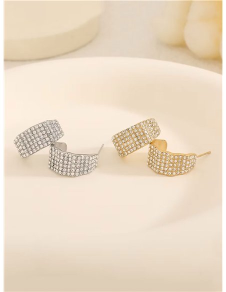 Aros anchos con circonitas - Acero inoxidable