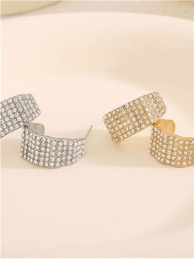 Aros anchos con circonitas - Acero inoxidable 2