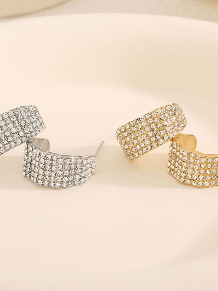 Aros anchos con circonitas - Acero inoxidable