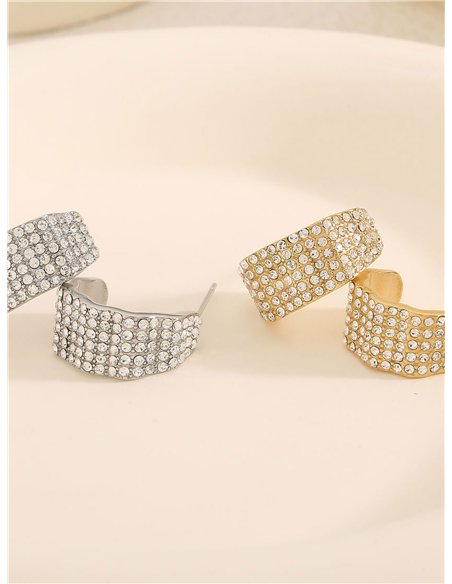 Aros anchos con circonitas - Acero inoxidable