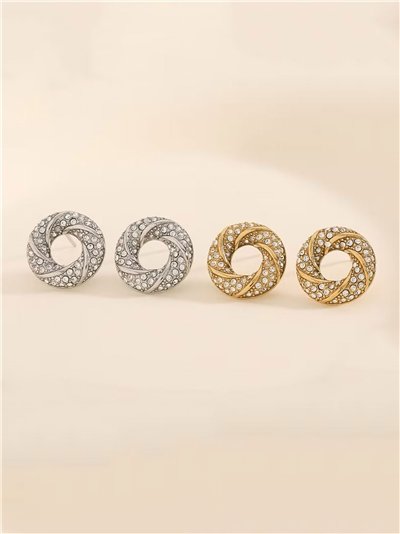 Pendientes círculo con circonitas - Acero inoxidable