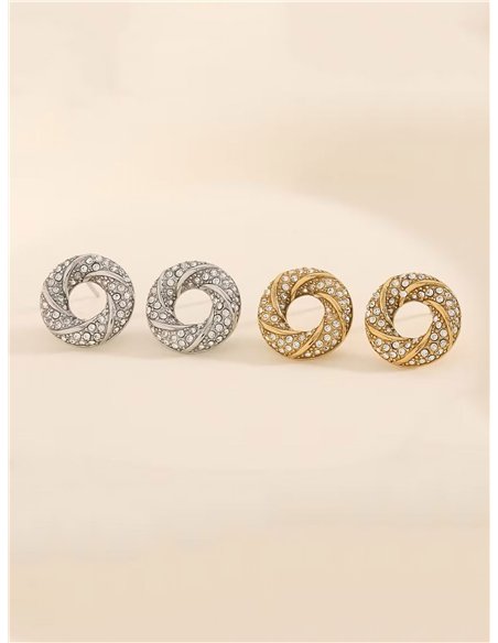 Pendientes círculo con circonitas - Acero inoxidable