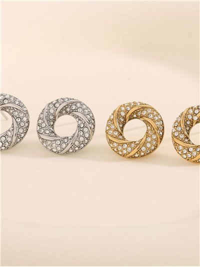 Pendientes círculo con circonitas - Acero inoxidable 2