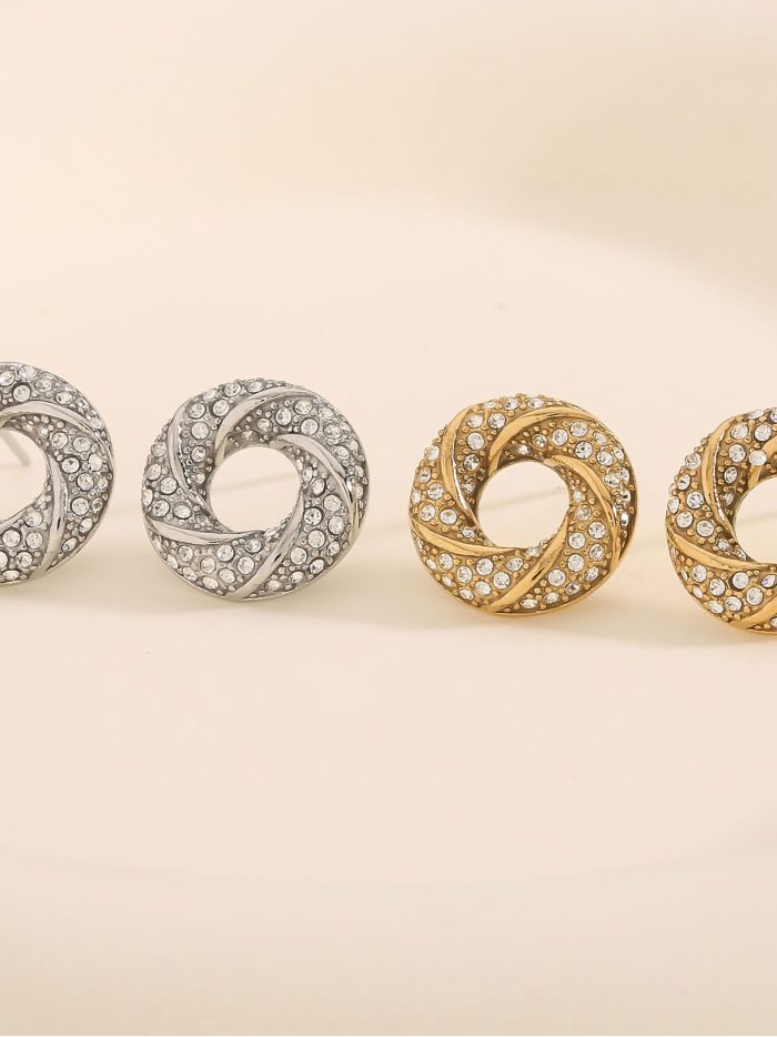 Pendientes círculo con circonitas - Acero inoxidable