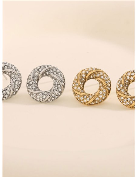 Pendientes círculo con circonitas - Acero inoxidable