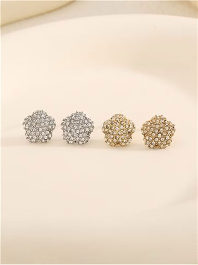 Pendientes flor con circonitas - Acero inoxidable