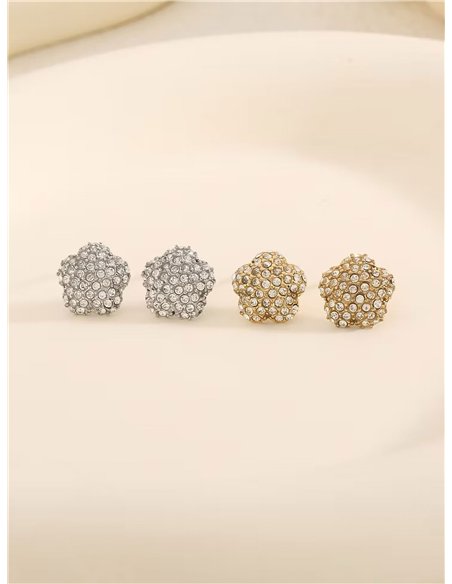 Pendientes flor con circonitas - Acero inoxidable