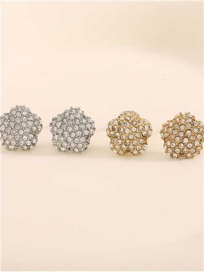 Pendientes flor con circonitas - Acero inoxidable 2