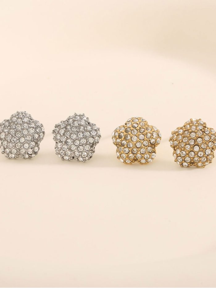 Pendientes flor con circonitas - Acero inoxidable