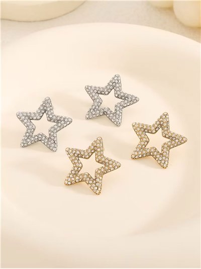 Pendientes estrella con circonitas - Acero inoxidable