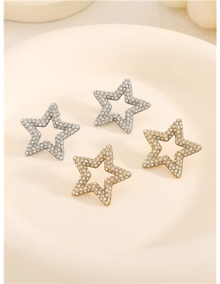 Pendientes estrella con circonitas - Acero inoxidable