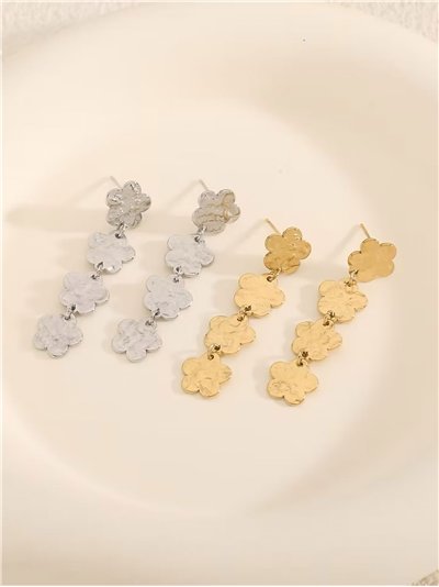 Pendientes largos flores - Acero inoxidable