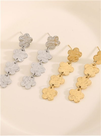 Pendientes largos flores - Acero inoxidable 2