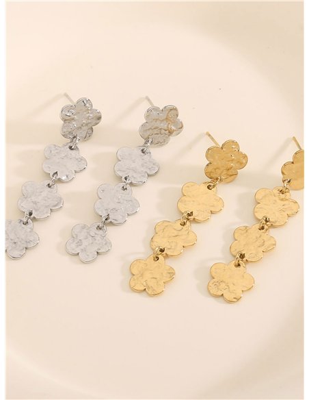 Pendientes largos flores - Acero inoxidable