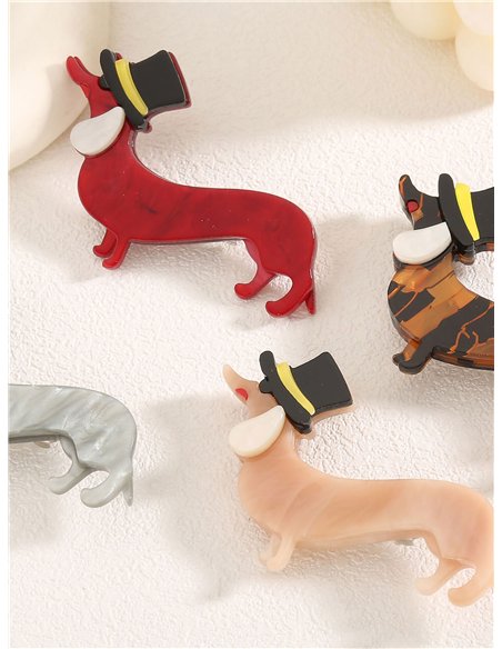 Broche perro salchicha acrílico
