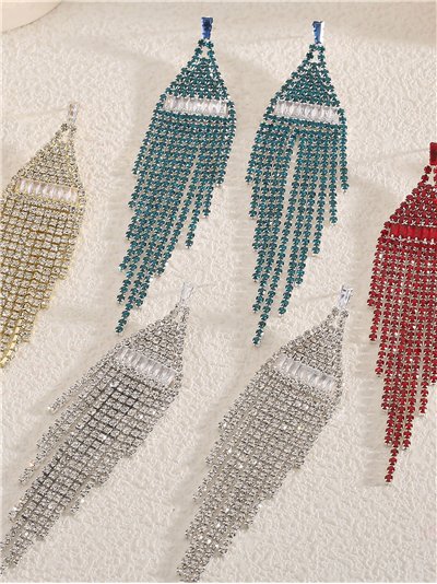 Pendientes flecos strass triangulares - Acero inoxidable 2