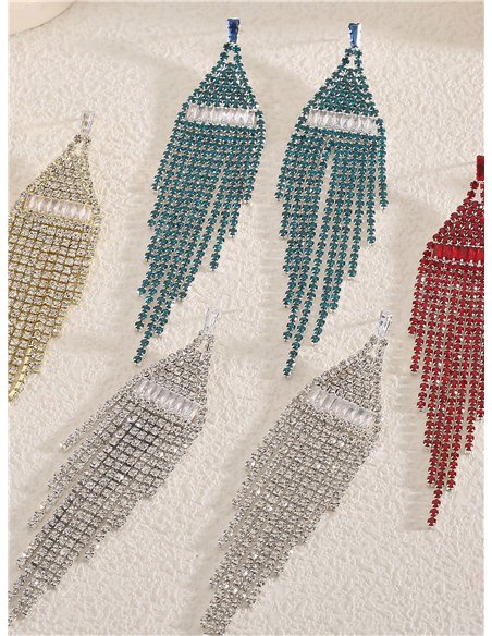 Pendientes flecos strass triangulares - Acero inoxidable