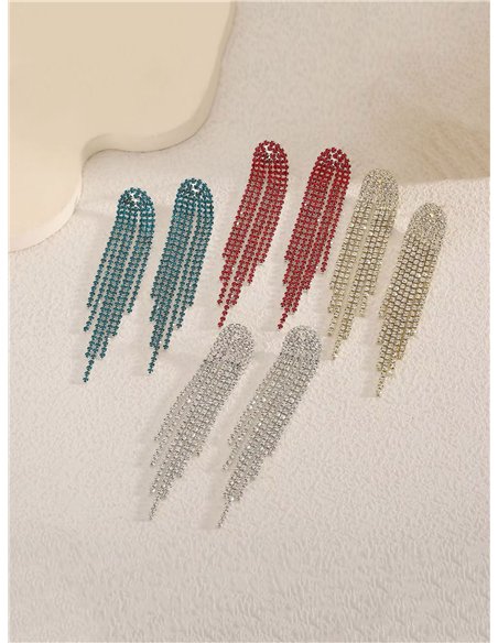 Pendientes flecos strass escalonados - Acero inoxidable