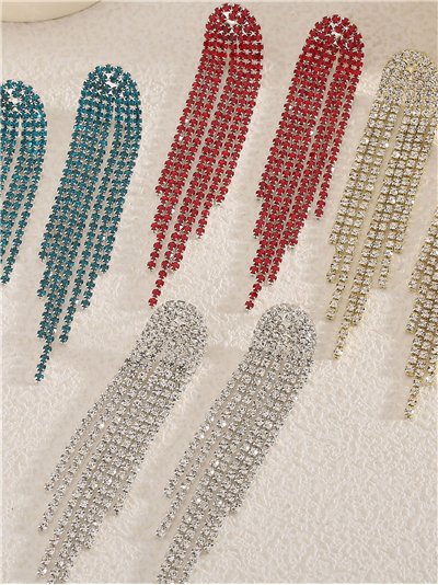 Pendientes flecos strass escalonados - Acero inoxidable 2