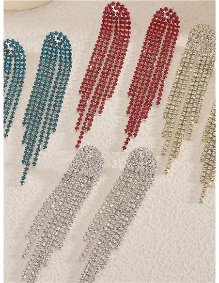 Pendientes flecos strass escalonados - Acero inoxidable