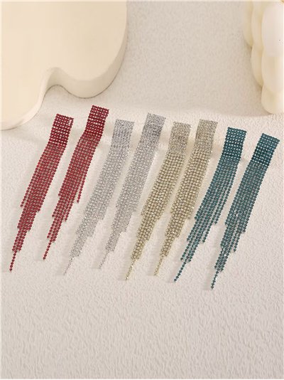 Pendientes flecos strass escalonados - Acero inoxidable