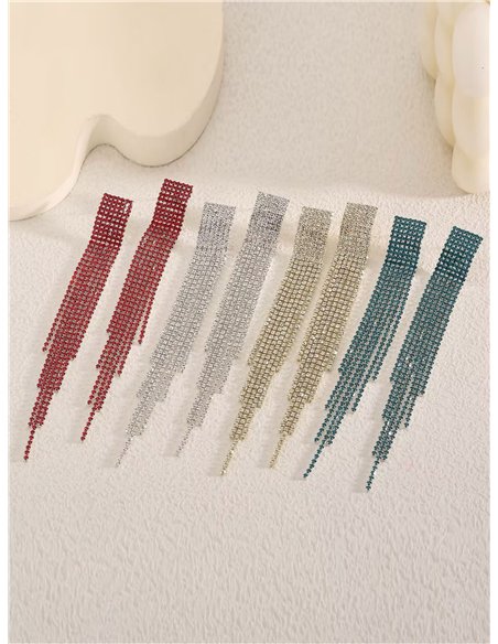 Pendientes flecos strass escalonados - Acero inoxidable