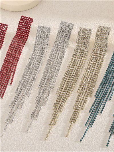 Pendientes flecos strass escalonados - Acero inoxidable 2