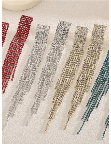 Pendientes flecos strass escalonados - Acero inoxidable