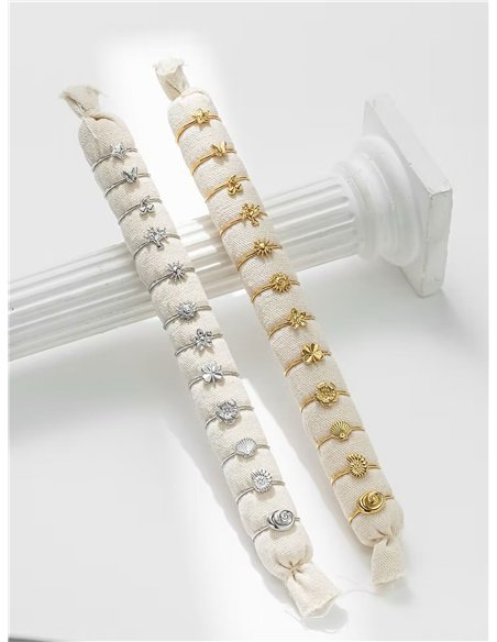 Conjunto de 12 anillos - Acero inoxidable - Expositor incluido - Acero inoxidable