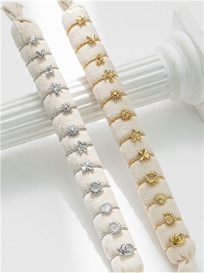 Conjunto de 12 anillos - Acero inoxidable - Expositor incluido - Acero inoxidable 2