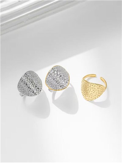 Anillo abierto texturizado - Acero inoxidable
