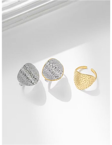 Anillo abierto texturizado - Acero inoxidable
