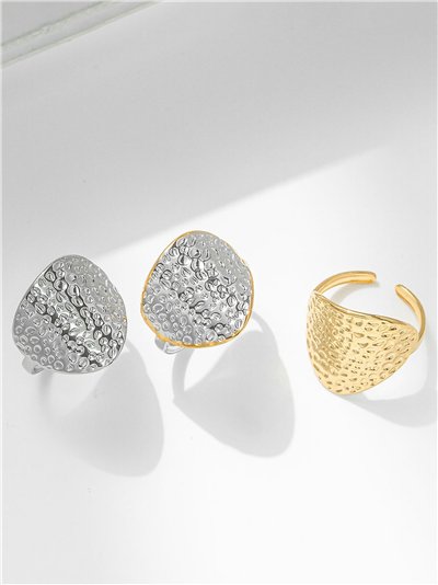 Anillo abierto texturizado - Acero inoxidable 2